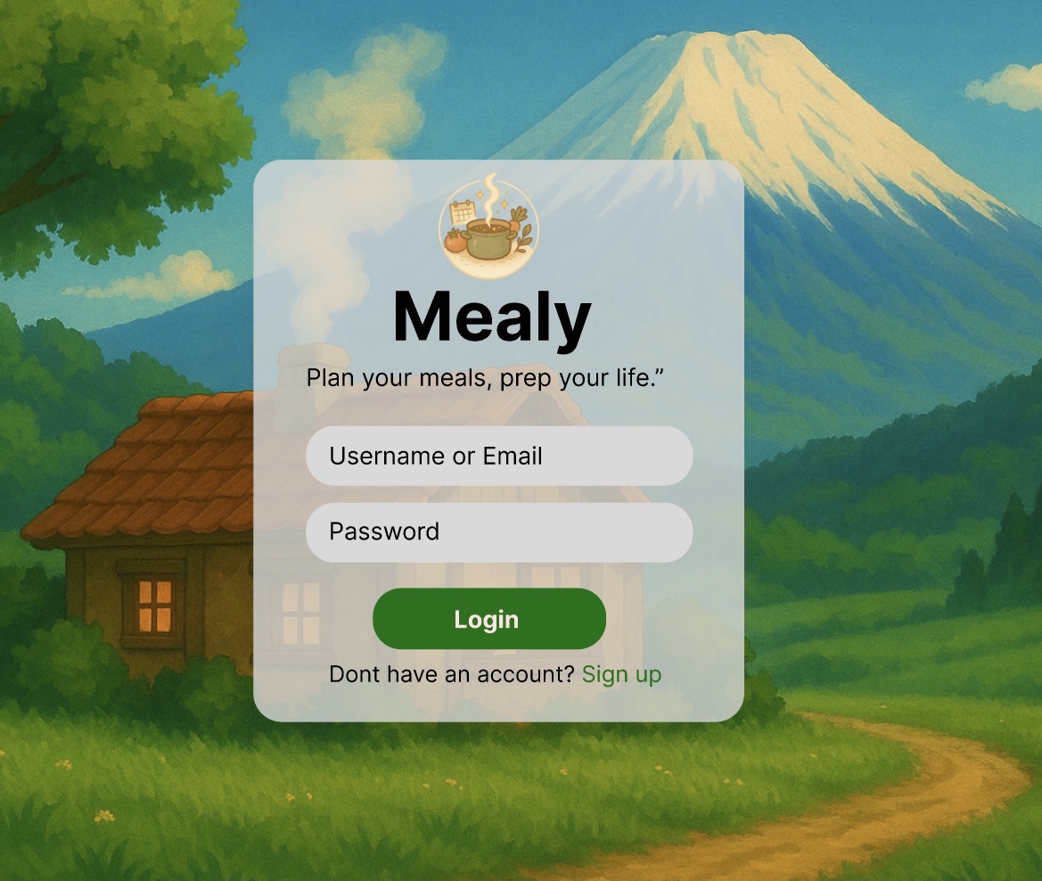 Mealy application login page