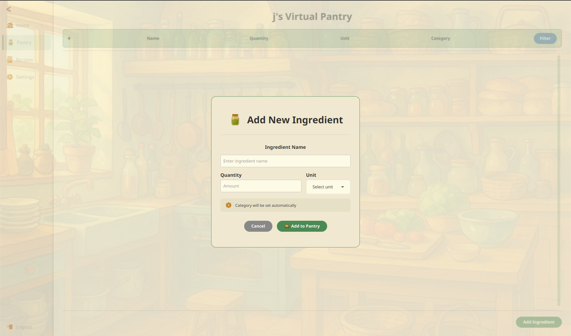 Mealy pantry ingredient management